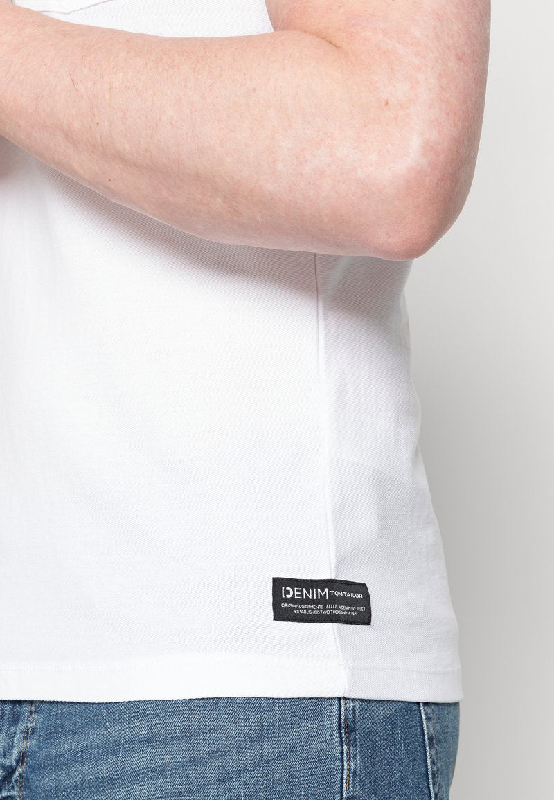 TOM TAILOR Denim WITH POCKET AND TURNUP - T-Shirt Basic - White