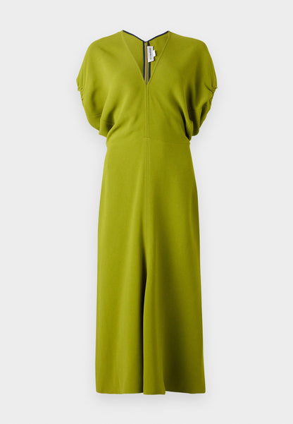 Victoria Beckham BLOUSON DETAIL MIDI DRESS - Jersey Dress - Green