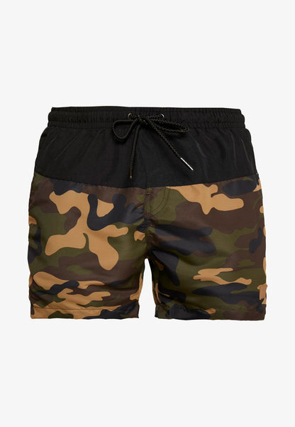 URBAN CLASSICS BLOCK SWIM SHORTS - Badeshorts - Black/wood