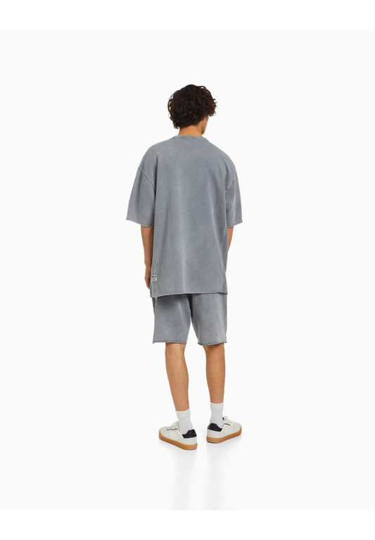 BERSHKA SHORT SLEEVE FADED - T-Shirt Basic - Grey