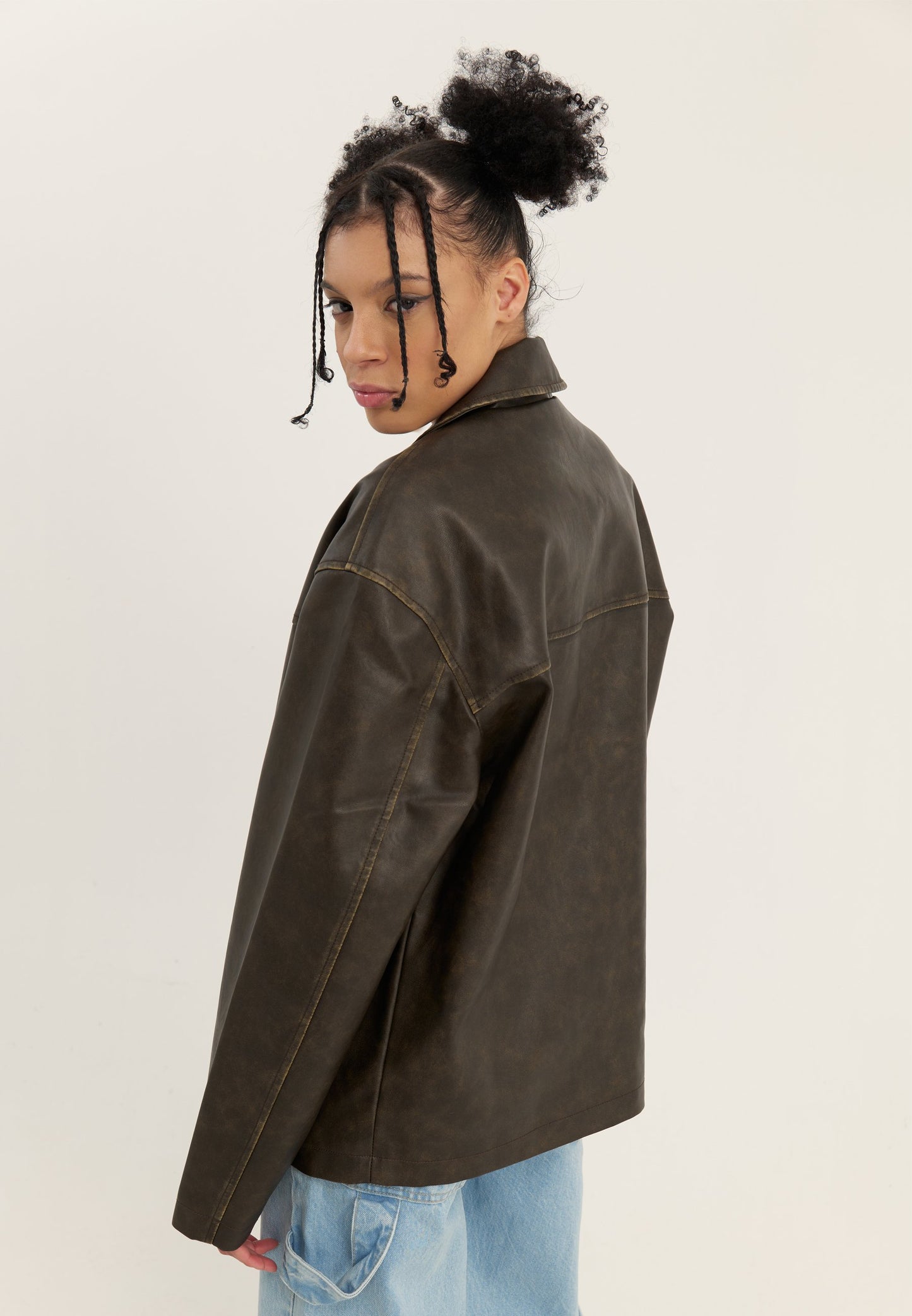 YOURTURN UNISEX - Faux Leather Jacket - Dark Brown