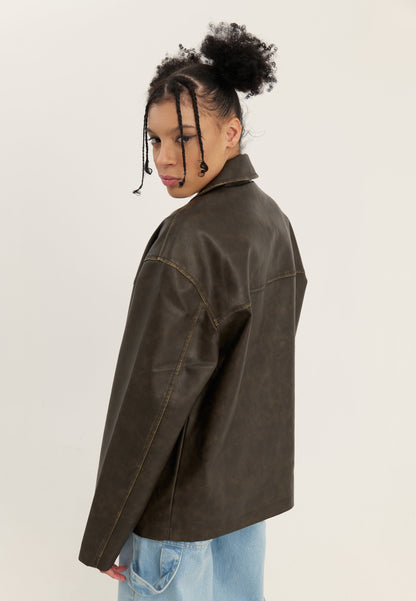 YOURTURN UNISEX - Faux Leather Jacket - Dark Brown