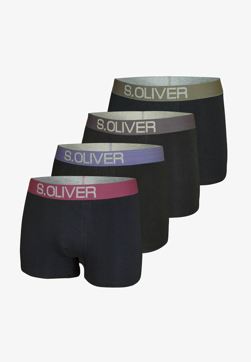 S.Oliver RETRO 4PACK - Panties - Schwarz Khaki Schwarz Bordeaux Schwarz Blau Schwarz Grau