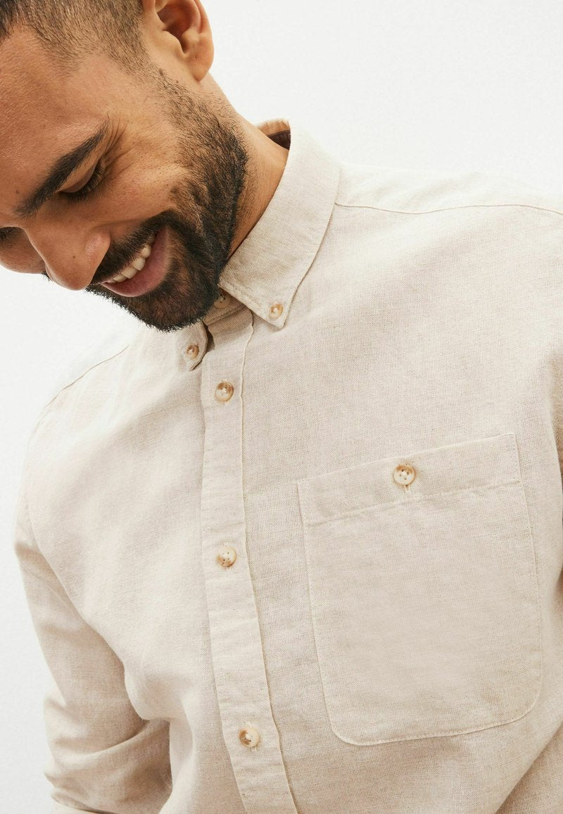 Next ROLL SLEEVE STANDARD - Hemd - Oatmeal Natural