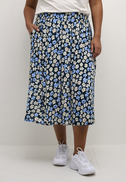  KCTIRI AMI - A-Linien-Rock - Midnight Blue Flower Print