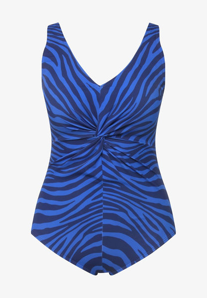 Ulla Popken IMPRIMÉ ZÈBRE DRAPÉ BONNETS SOUPLES - Badeanzug - Bleu Violet