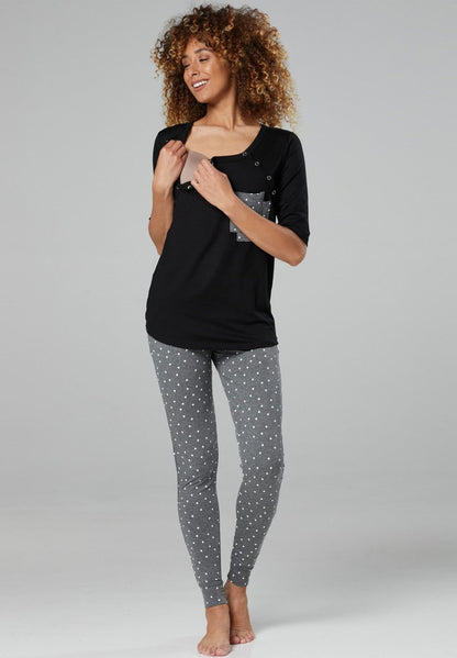  SET - Nachtwäsche Set - Black Dark Grey Off White