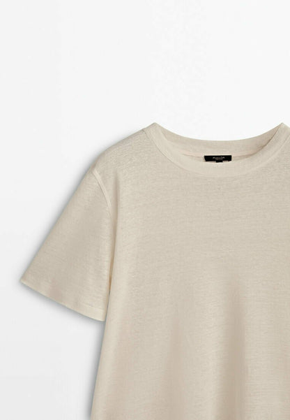 Massimo Dutti SHORT SLEEVE - T-Shirt Basic - Beige