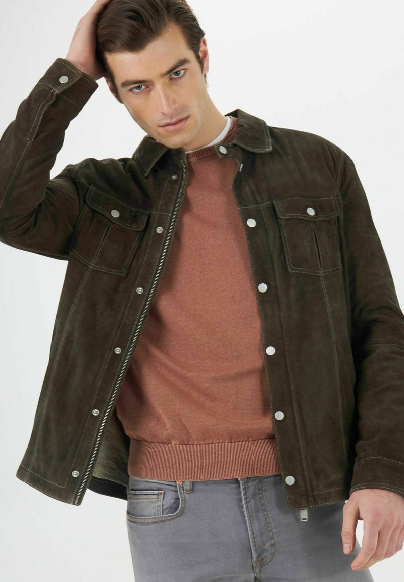  Lederjacke - Verde Scuro