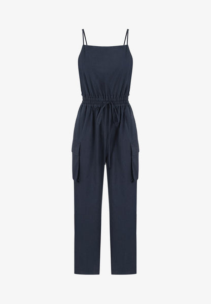 Twist RELAXED FIT ELASTIC WAIST JUMPSUIT WITH CARGO POCKETS - Jumpsuit - Navy