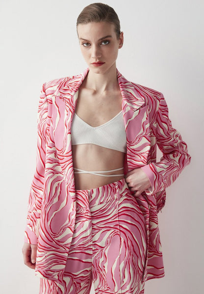 Ipekyol REGULAR FIT PATTERNED WITH FIXED BELT ACCESSORY - Kurzmantel - Pink