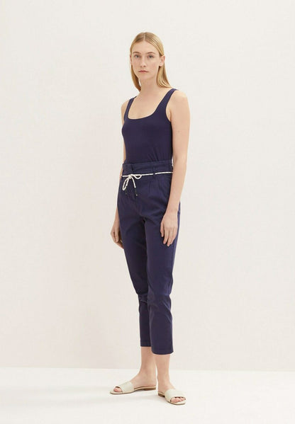 Tom Tailor PAPERBAG MIT ABNÄHERN - Chino - Atlantic Ocean Blue