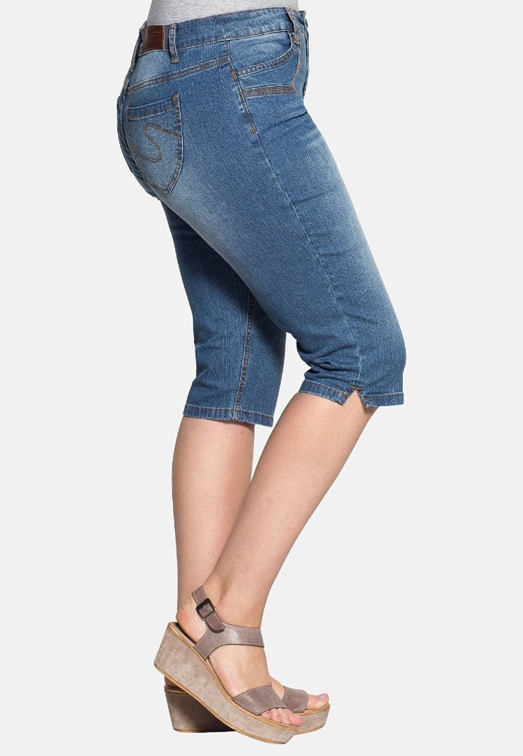 Sheego Jeans Shorts - Blue Denim