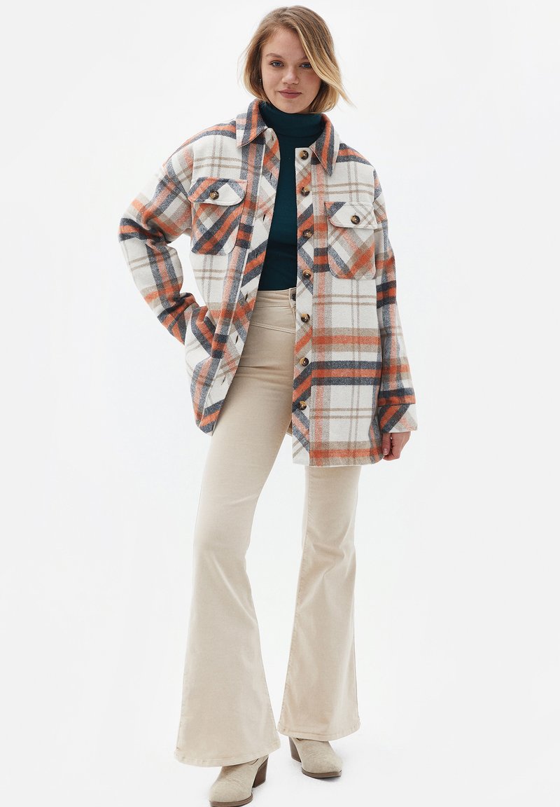  OVERSIZE - Leichte Jacke - Peach Amber Check