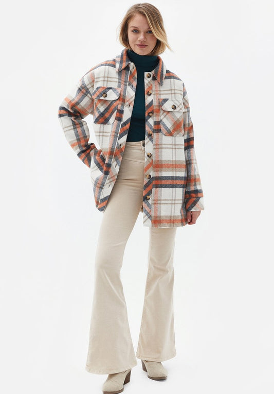  OVERSIZE - Leichte Jacke - Peach Amber Check