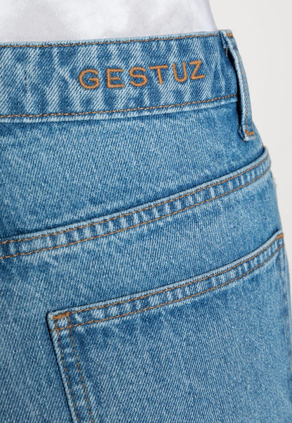 Gestuz DENA MOM JEANS - Jeans Straight Leg - Washed Mid Blue