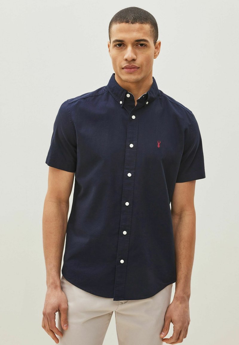Next SHORT SLEEVE OXFORD WITH STAG - Hemd - Navy Blue