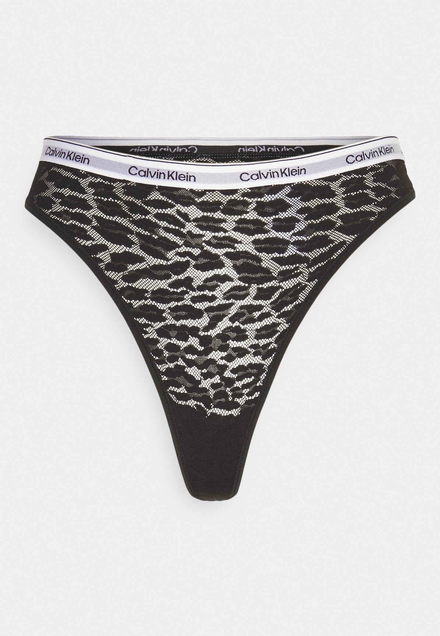 CALVIN KLEIN UNDERWEAR HIGH LEG THONG ICON LACE - Thong - Black