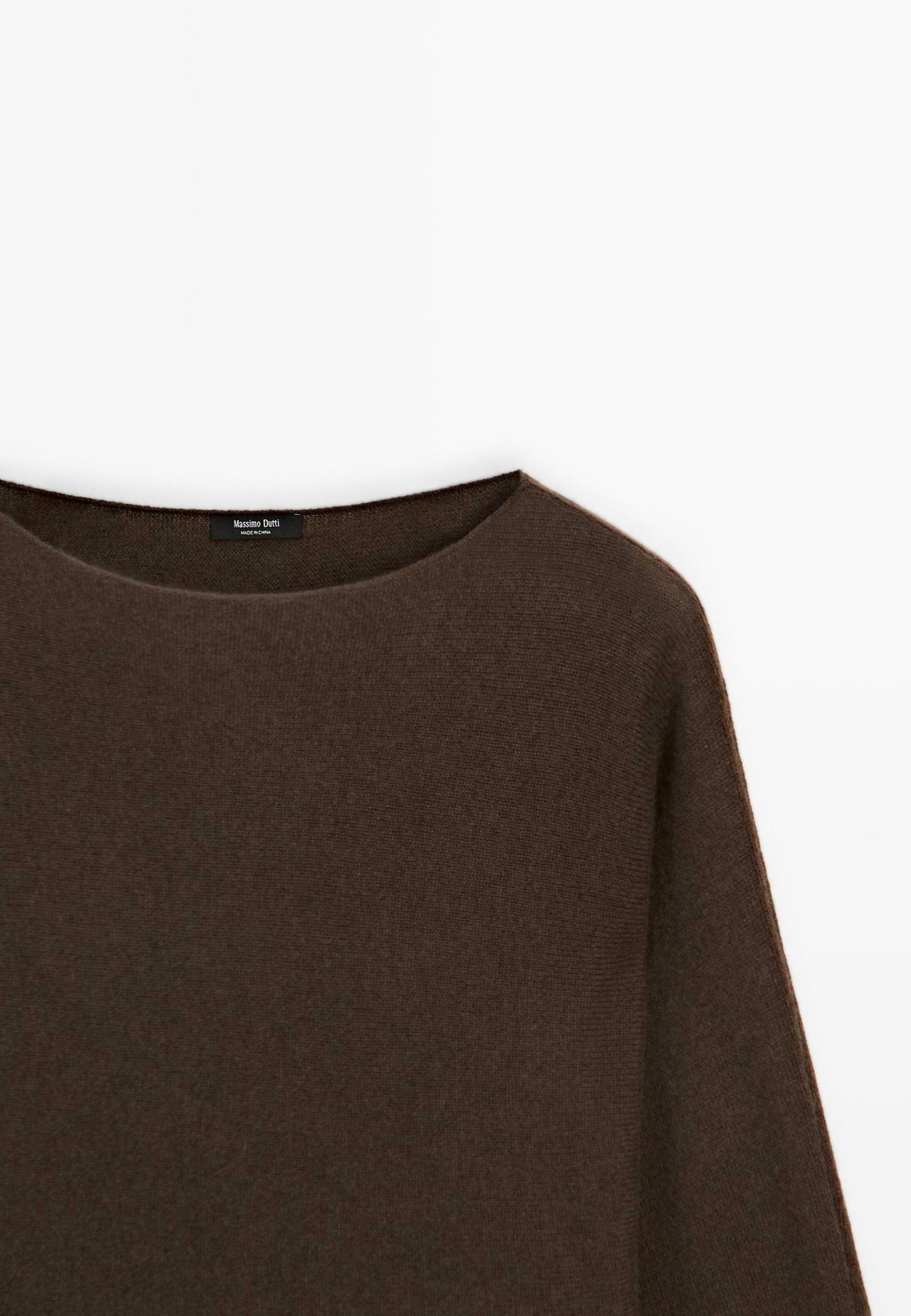 Massimo Dutti BOAT NECK WITH RAGLAN SLEEVE - Jumper - Dark Brown