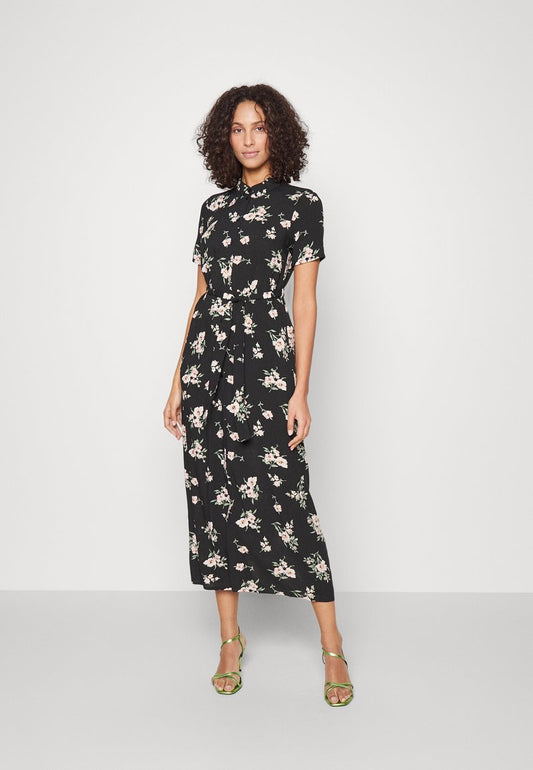 Vero Moda Tall VMEASY LONG - Blusenkleid - Black/sandy