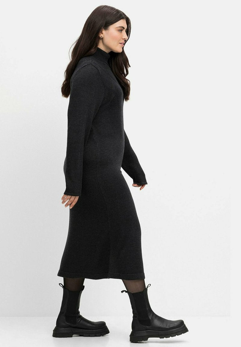 Sheego Strickkleid - Schwarz Meliert