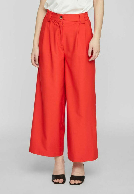 Vila MIT WEITEM BEIN PETITE - Stoffhose - Flame Scarlet