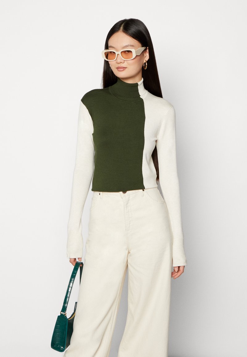JJXX AVA SOFT BLOCKING ROLL NECK - Strickpullover - Bone White