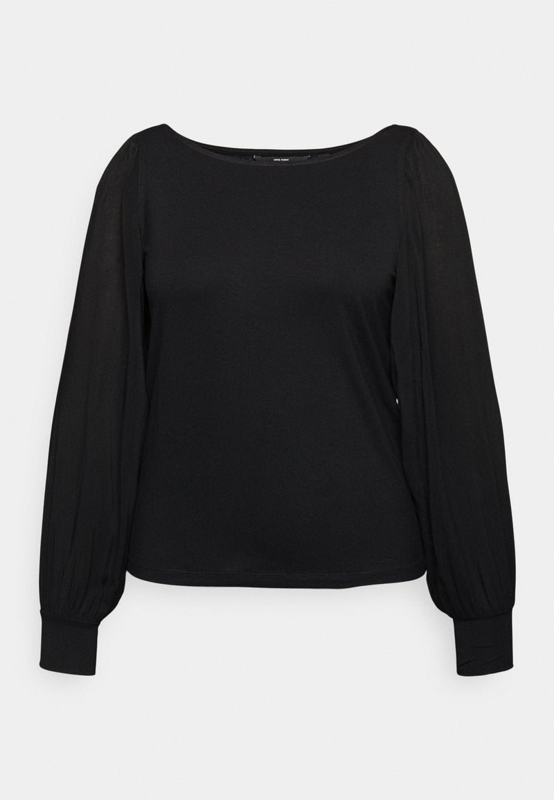 Vero Moda Curve VMRANDI BOAT NECK - Langarmshirt - Black