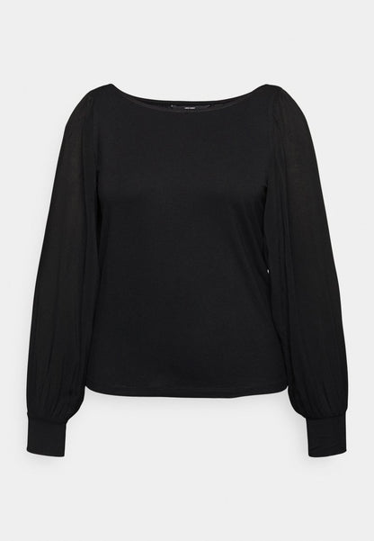 Vero Moda Curve VMRANDI BOAT NECK - Langarmshirt - Black