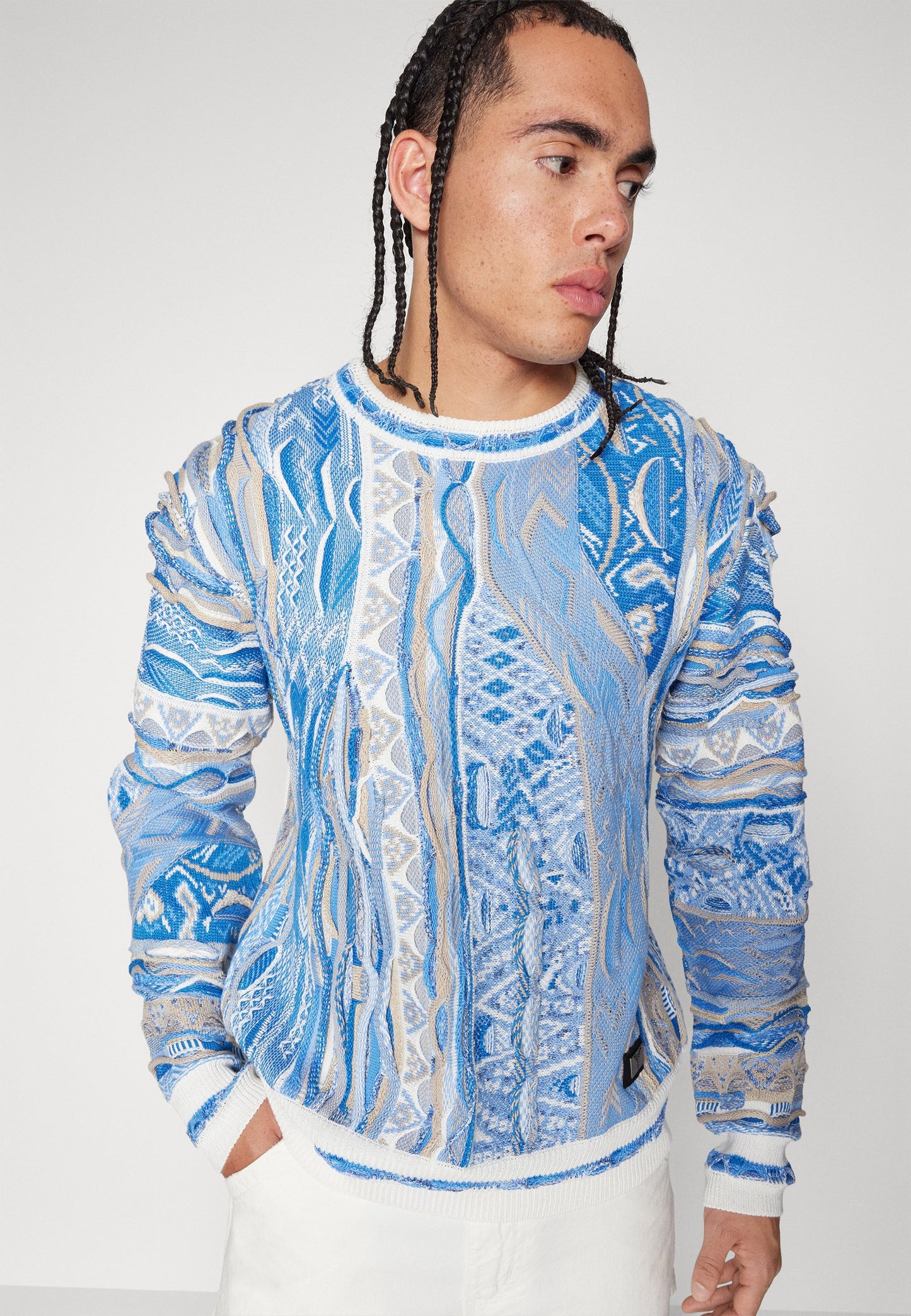 CARLO COLUCCI RUNDHALS UNISEX - Jumper - White-blue