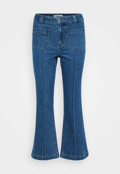 ONLY Petite ONLEBBA POCKET - Flared Jeans - Medium Blue Denim