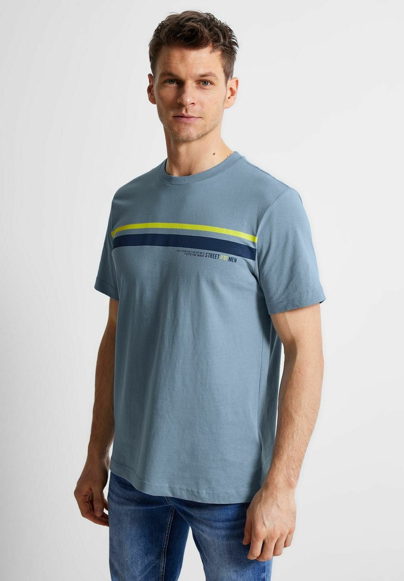  MIT STREIFENPRINT - T-Shirt Print - Grau