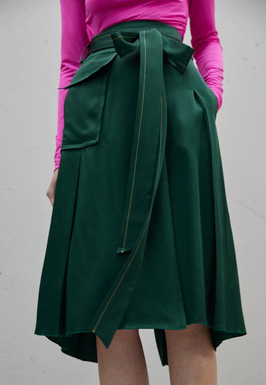 Victoria Beckham SKIRT - Faltenrock - Bottle Green