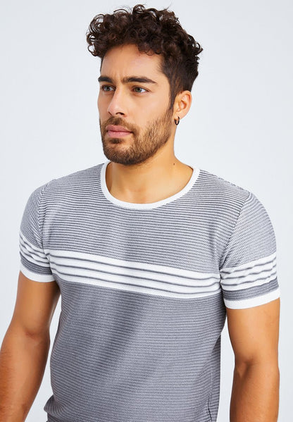  T-Shirt Print - Ecru-dunkelgrau