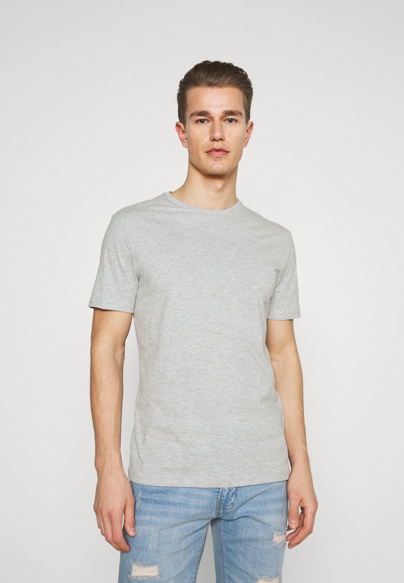 Pier One 3 PACK - T-Shirt Basic - Black/grey/bordeaux