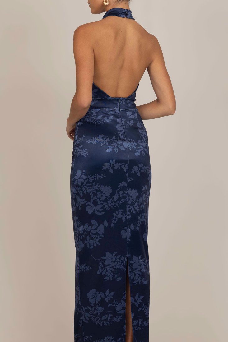 Wal G ABIGAIL HALTERNECK MAXI - Occasion Wear - Navy Floral Print