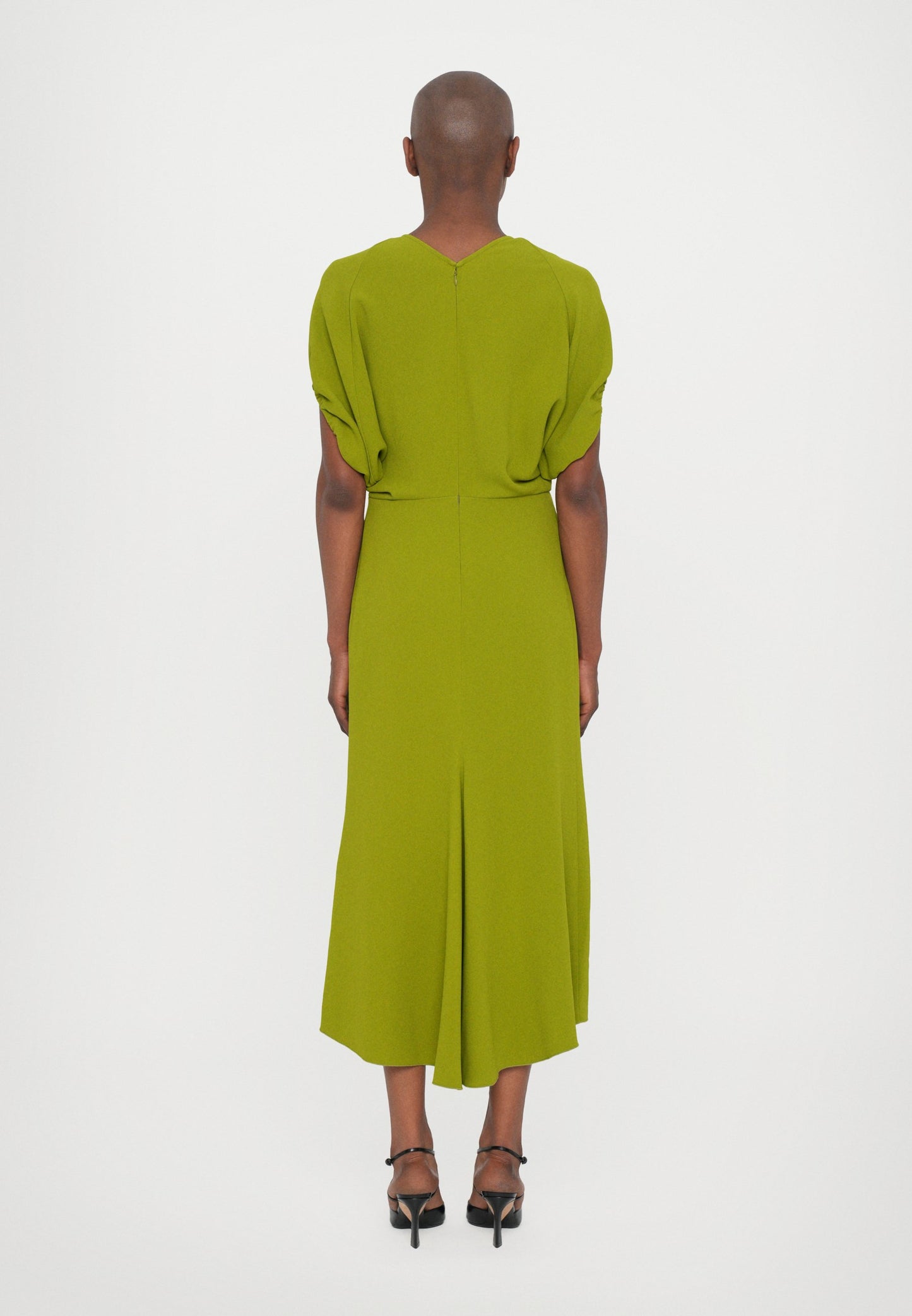 Victoria Beckham BLOUSON DETAIL MIDI DRESS - Jersey Dress - Green