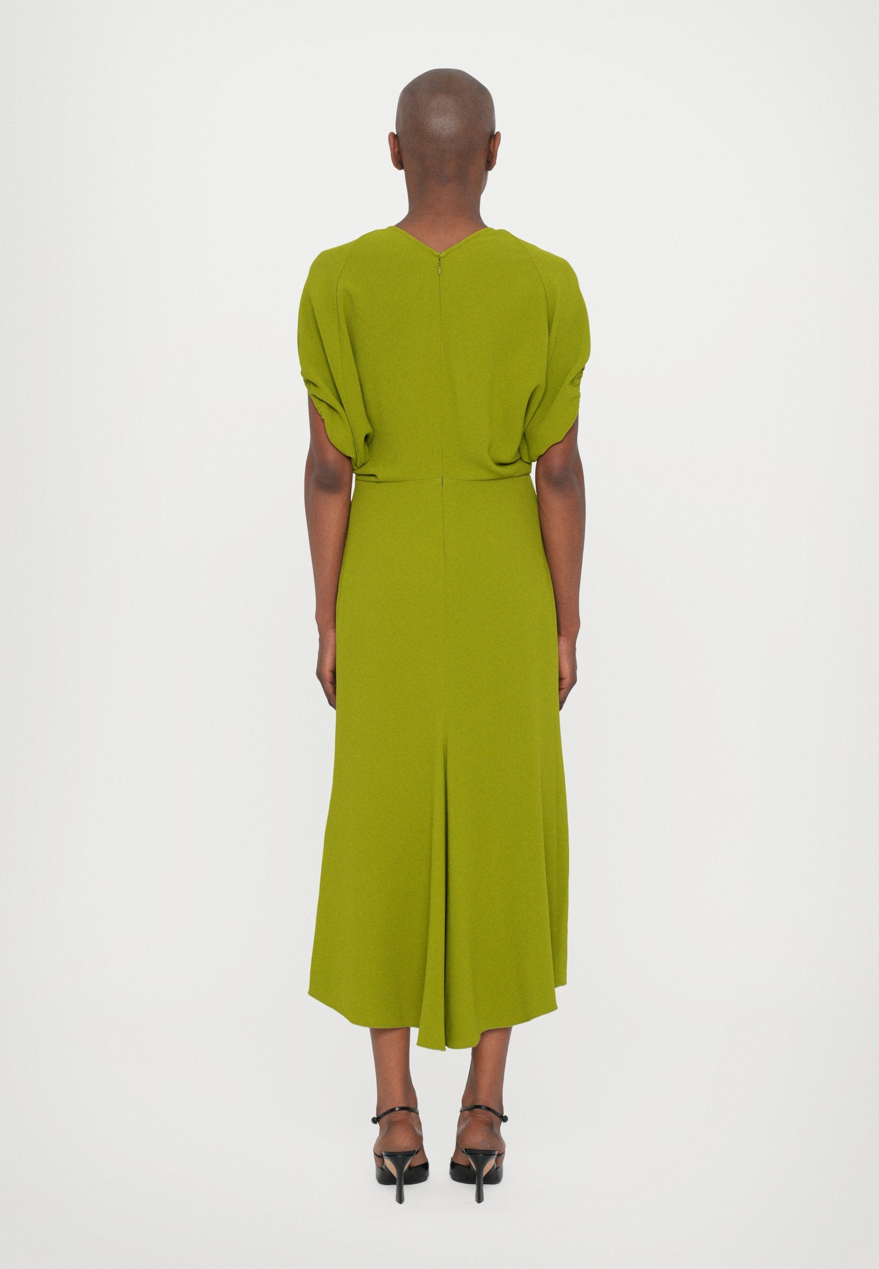 Victoria Beckham BLOUSON DETAIL MIDI DRESS - Jersey Dress - Green
