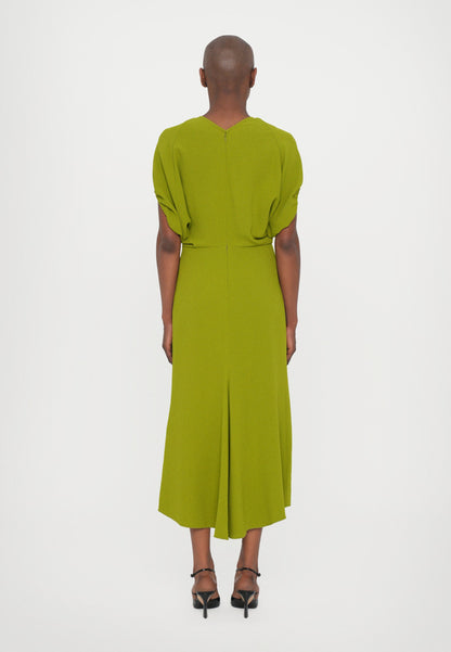 Victoria Beckham BLOUSON DETAIL MIDI DRESS - Jersey Dress - Green