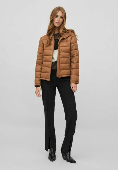 Vila VISIBIRIA NEW QUILTED HOOD JACKET - Übergangsjacke - Toasted Coconut