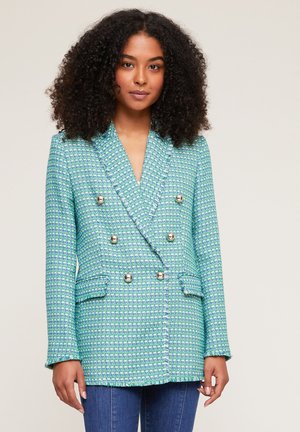  LARGE DOUBLE BOUTONNAGE EN TWEED - Kurzmantel - Bluette