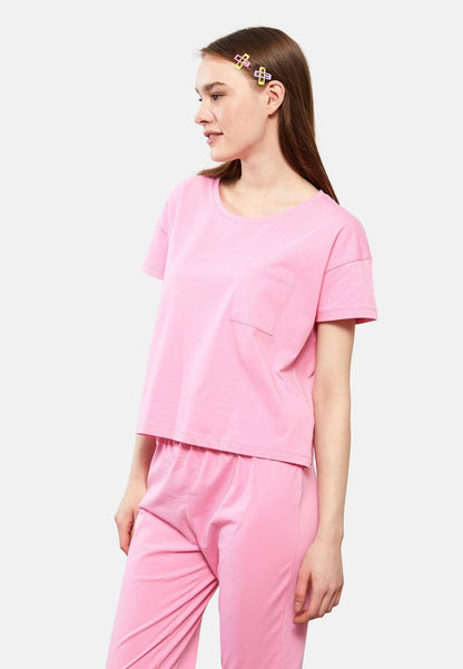  CREW NECK STRAIGHT SHORT SLEEVE - Nachtwäsche Set - Pink