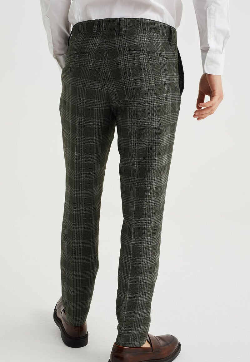 WE FASHION SLIM FIT MET DESSIN - Anzughose - Green