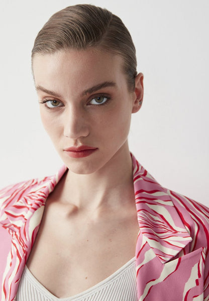 Ipekyol REGULAR FIT PATTERNED WITH FIXED BELT ACCESSORY - Kurzmantel - Pink