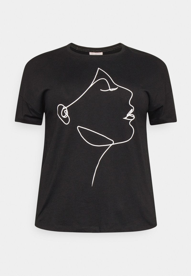 ONLY CARMAKOMA CARJULE 2/4 BOXY - T-Shirt Print - Black