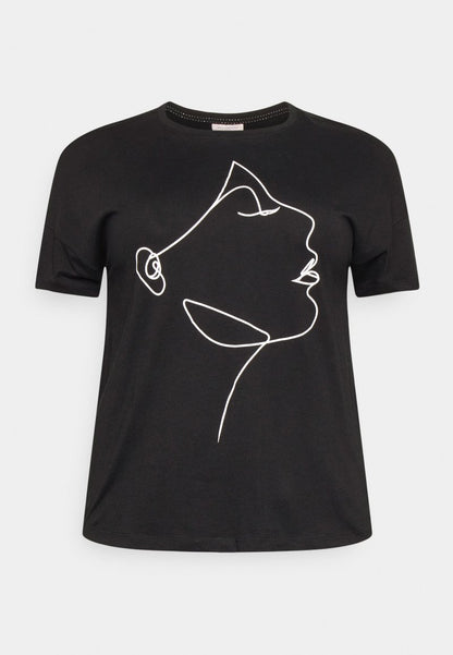 ONLY CARMAKOMA CARJULE 2/4 BOXY - T-Shirt Print - Black
