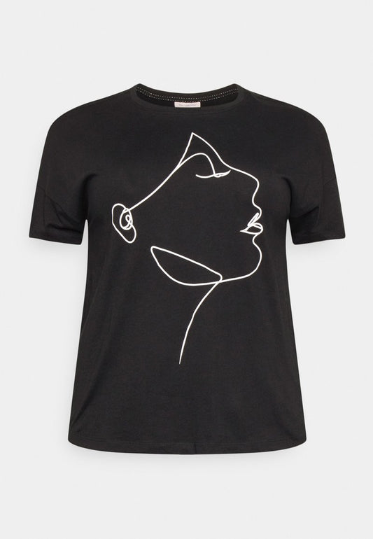 ONLY CARMAKOMA CARJULE 2/4 BOXY - T-Shirt Print - Black
