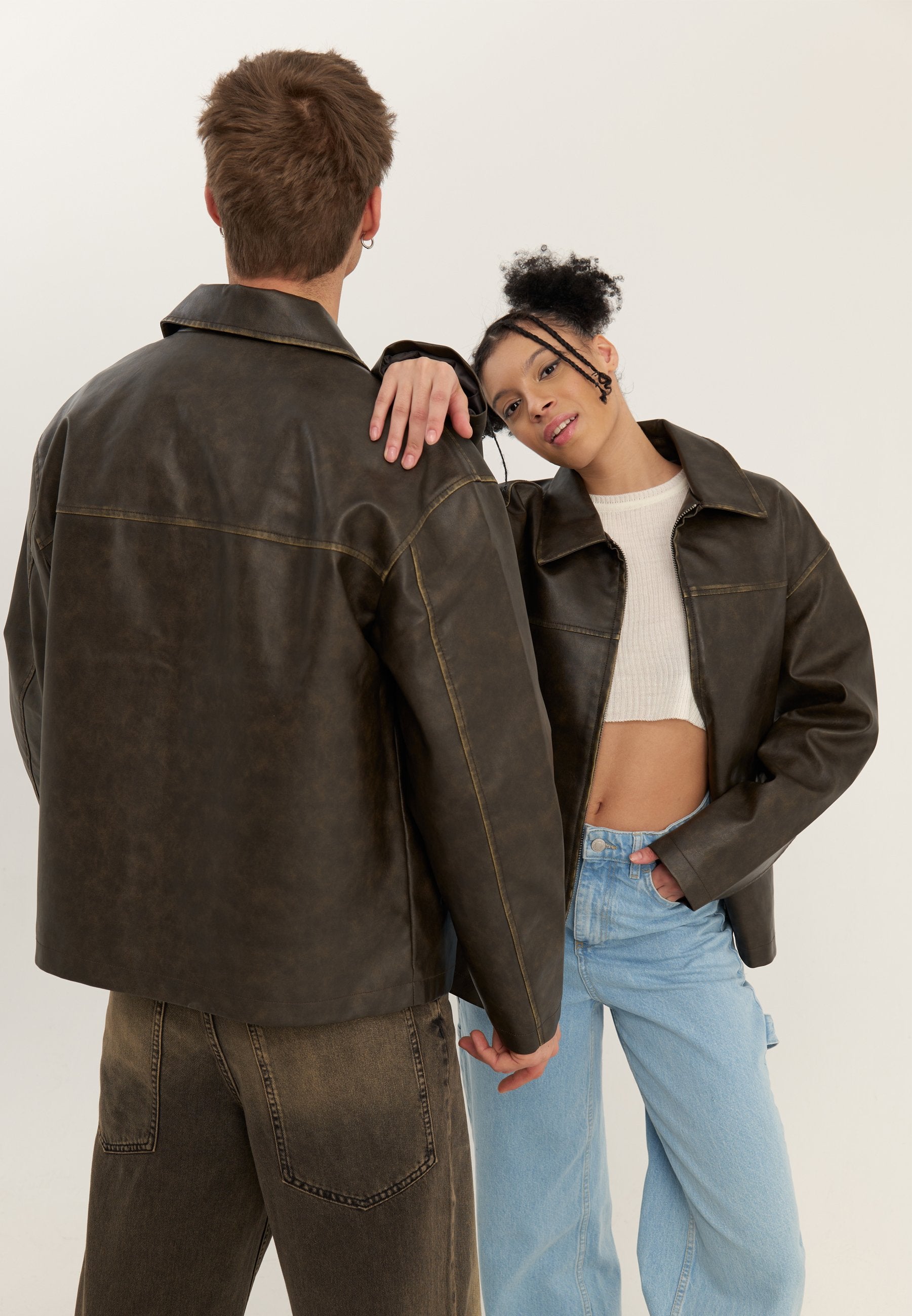 YOURTURN UNISEX - Faux Leather Jacket - Dark Brown