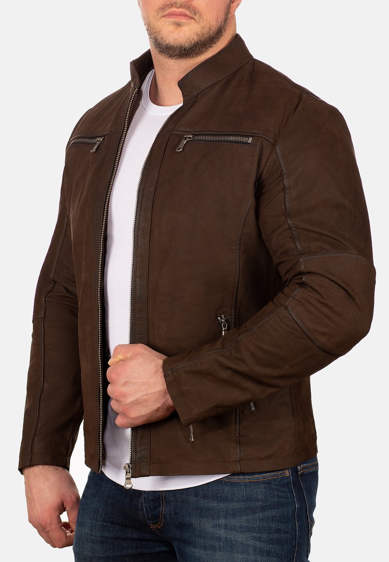  SLIM FIT - Lederjacke - Braun