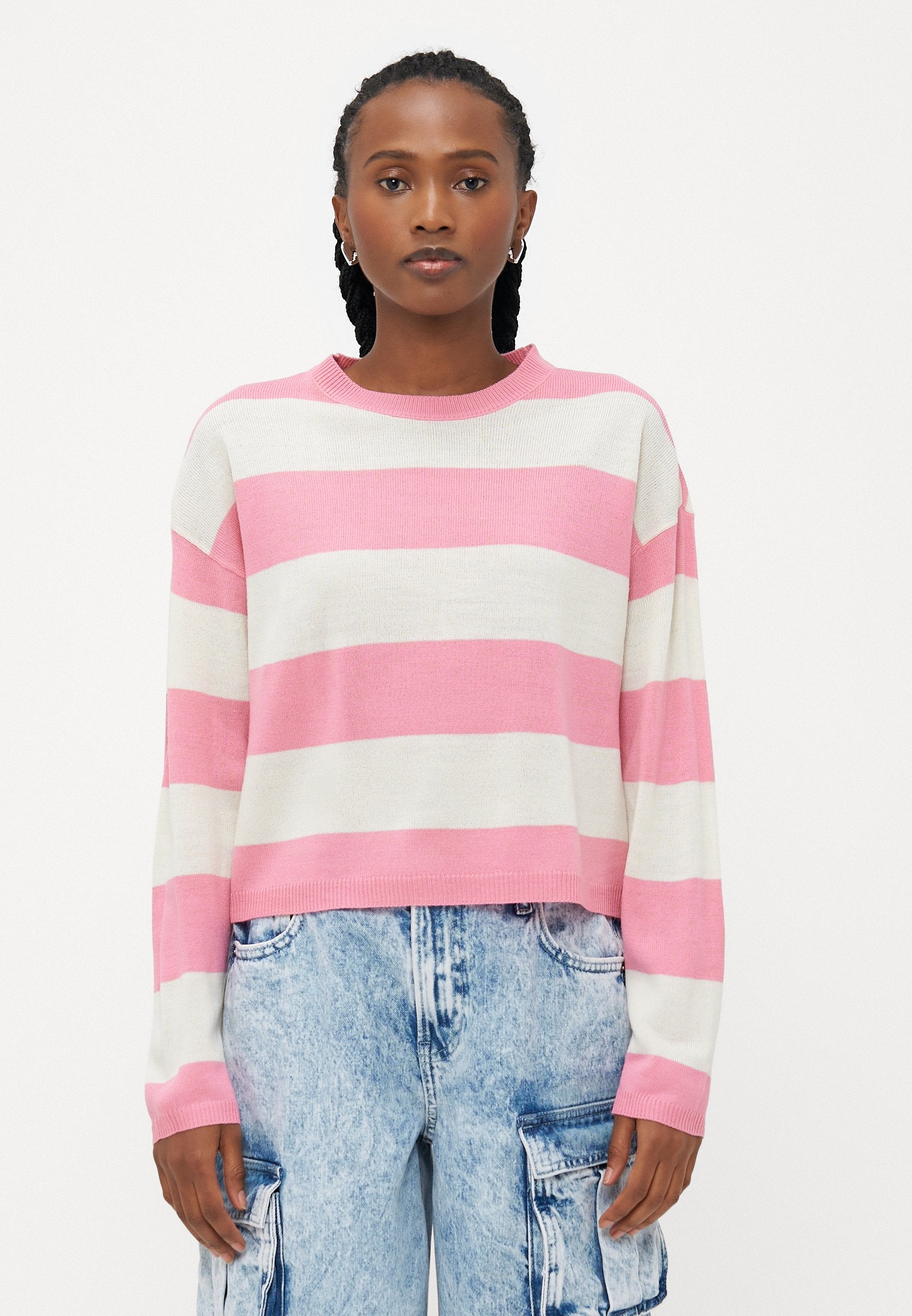 ONLY Petite ONLDERRY STRIPE O NECK - Jumper - Wild Rose/cloud Dancer